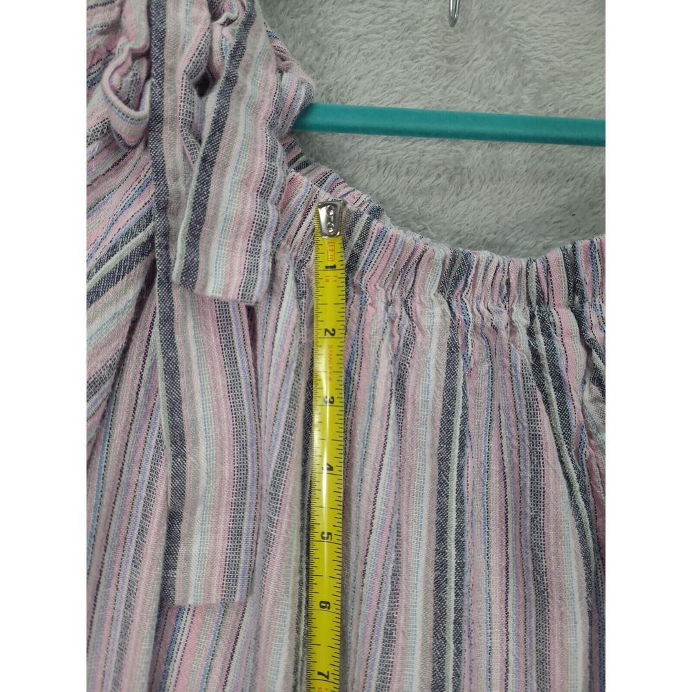 Karen T Design Linen Wide Leg Jumpsuit  2XL Off The Shoulder Striped Flowly BOHO - Picture 3 of 9